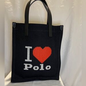Polo Ralph Lauren Cross Stitch I Love Polo in Leather Trimmed Canvas